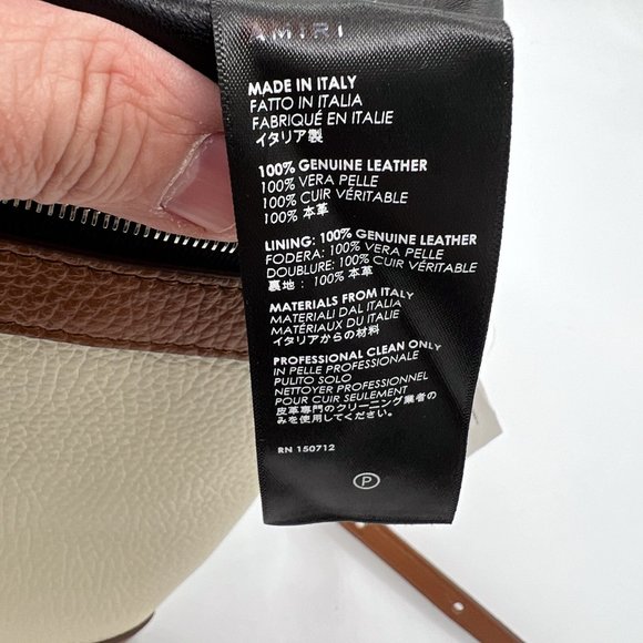 Amiri Men's Leather Crossbody Bag in Brown and Creme, Made in Italy - Picture 9 of 10